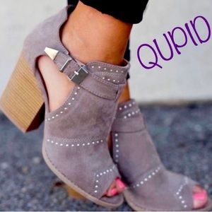 Quipid Peep Toe Slingback Studded Bootie